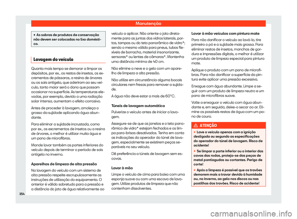 Seat Arona 2019  Manual do proprietário (in Portuguese)  Manuten