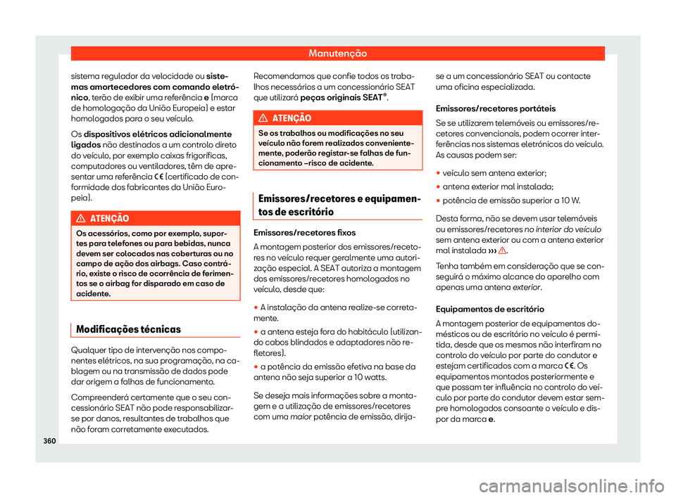 Seat Arona 2019  Manual do proprietário (in Portuguese)  Manuten