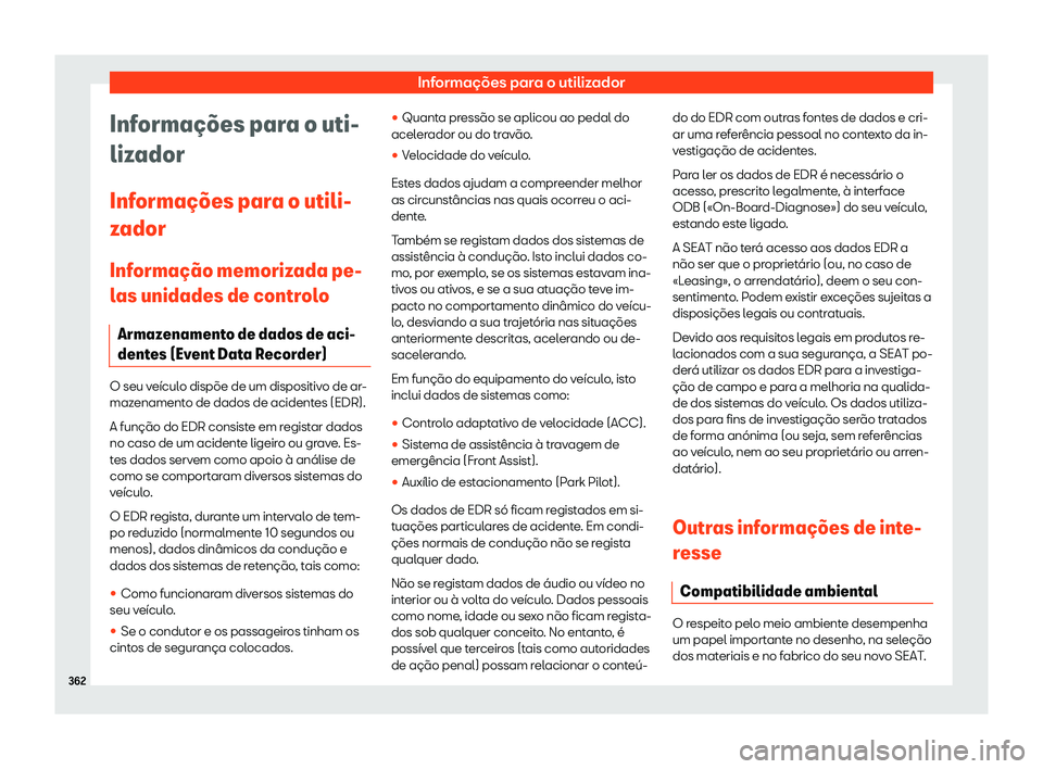 Seat Arona 2019  Manual do proprietário (in Portuguese)  Informa