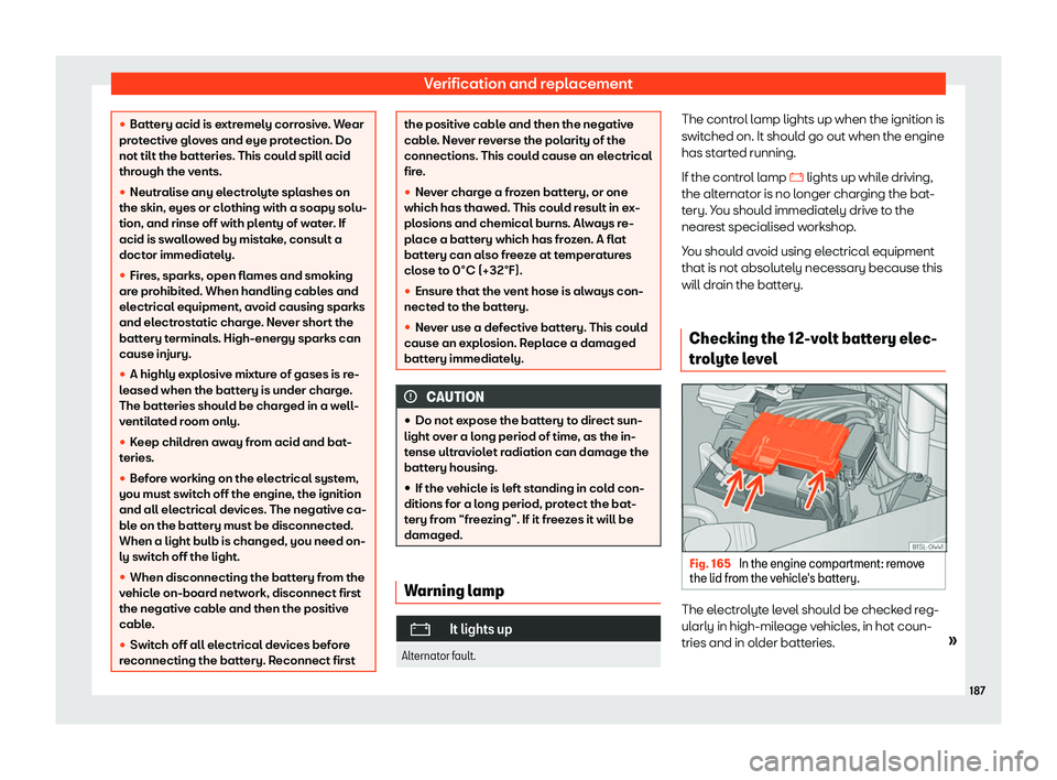 Seat Mii electric 2019  Owners Manual Verification and replacement
