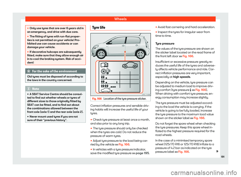 Seat Mii electric 2019  Owners Manual Wheels

