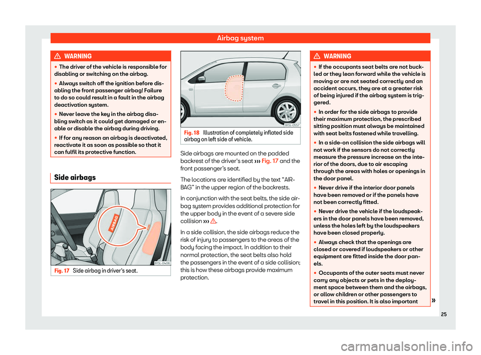 Seat Mii electric 2019  Owners Manual Airbag system
WARNING
