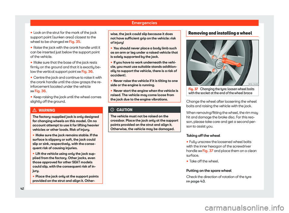 Seat Mii electric 2019  Owners Manual Emergencies
