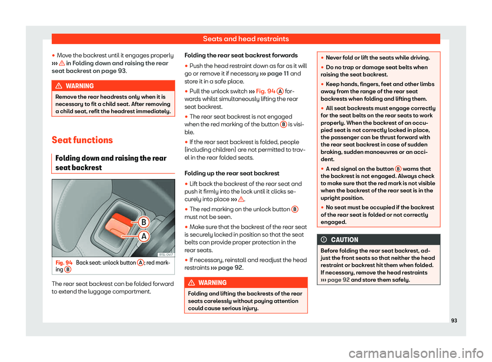 Seat Mii electric 2019  Owners Manual Seats and head restraints
