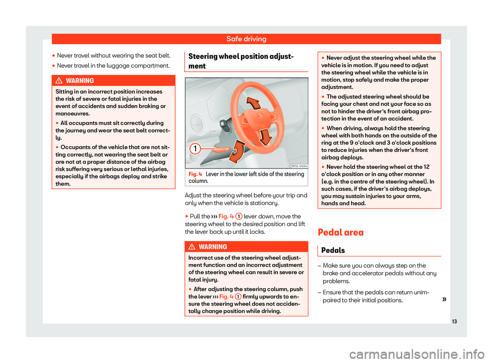 Seat Mii electric 2020  Owners manual Safe driving
