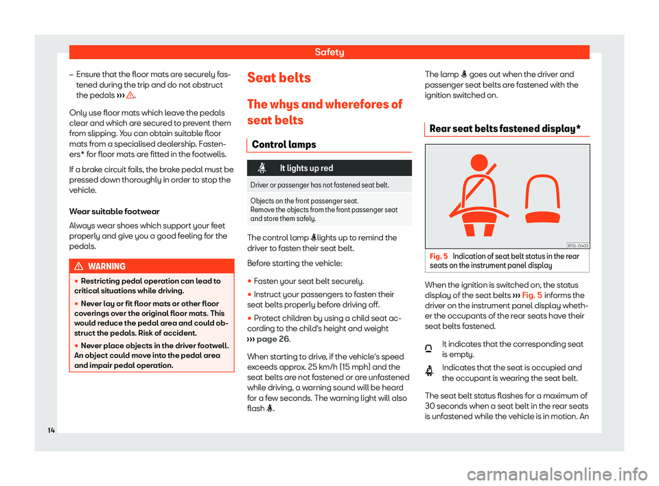 Seat Mii electric 2020  Owners manual Safety
�