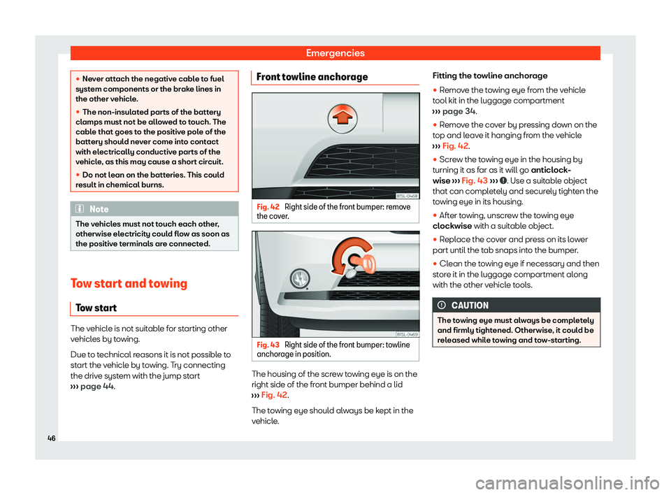Seat Mii electric 2020  Owners manual Emergencies
