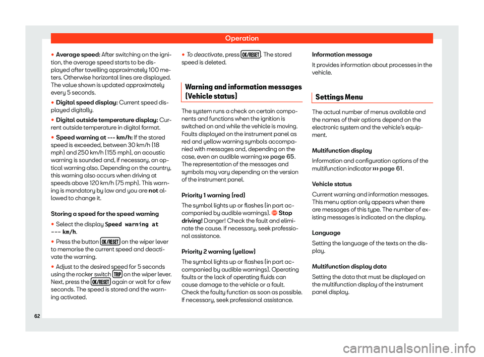 Seat Mii electric 2020  Owners manual Operation
