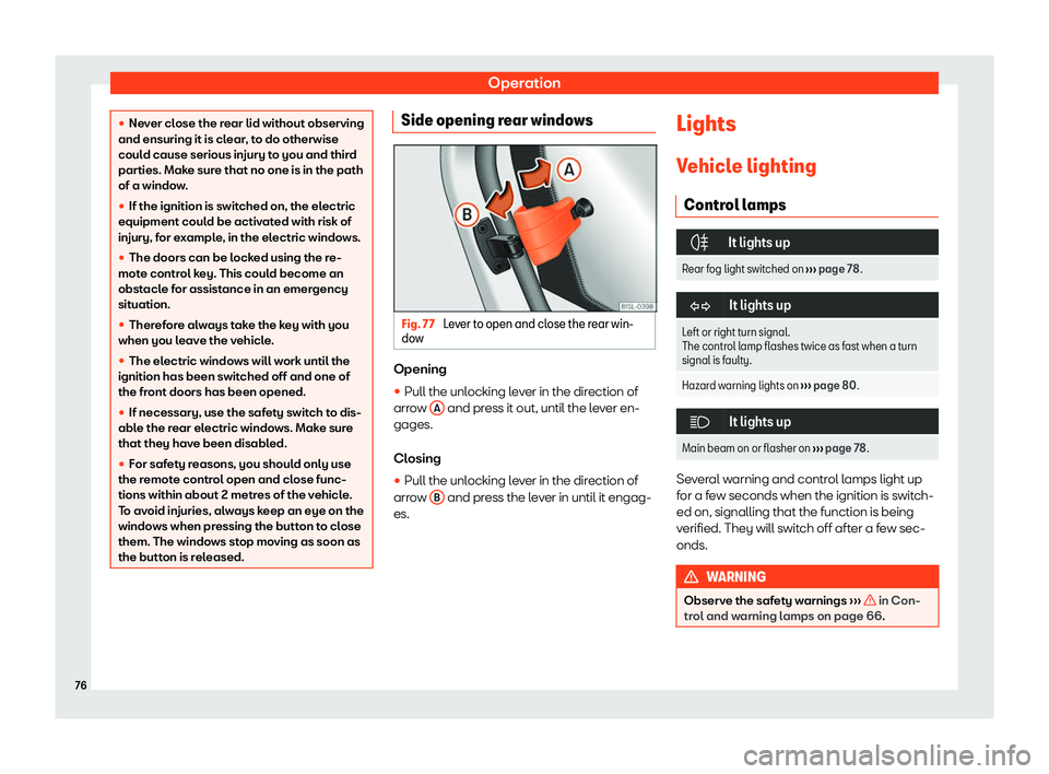 Seat Mii electric 2020  Owners manual Operation
