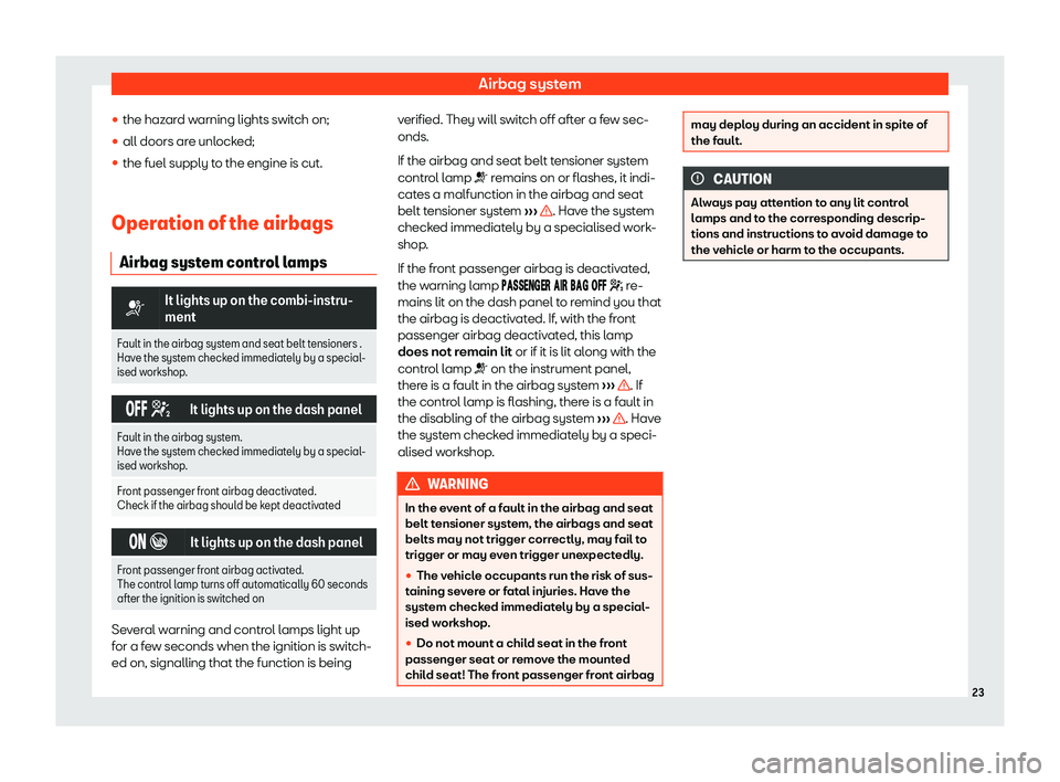 Seat Ibiza 2019  Owners manual Airbag system
