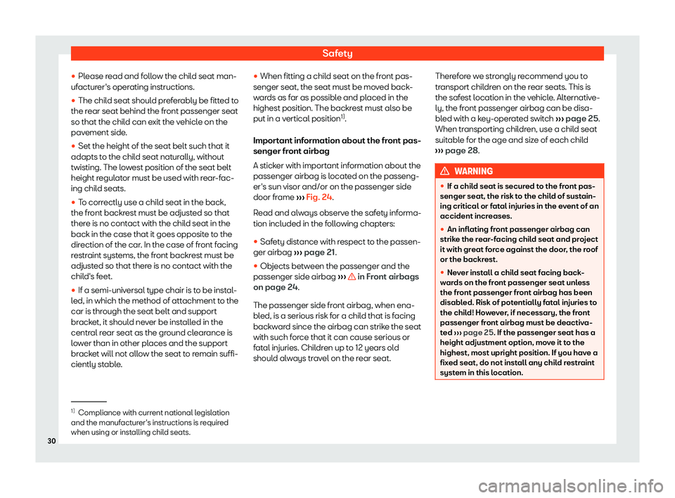 Seat Ibiza 2019  Owners manual Safety

