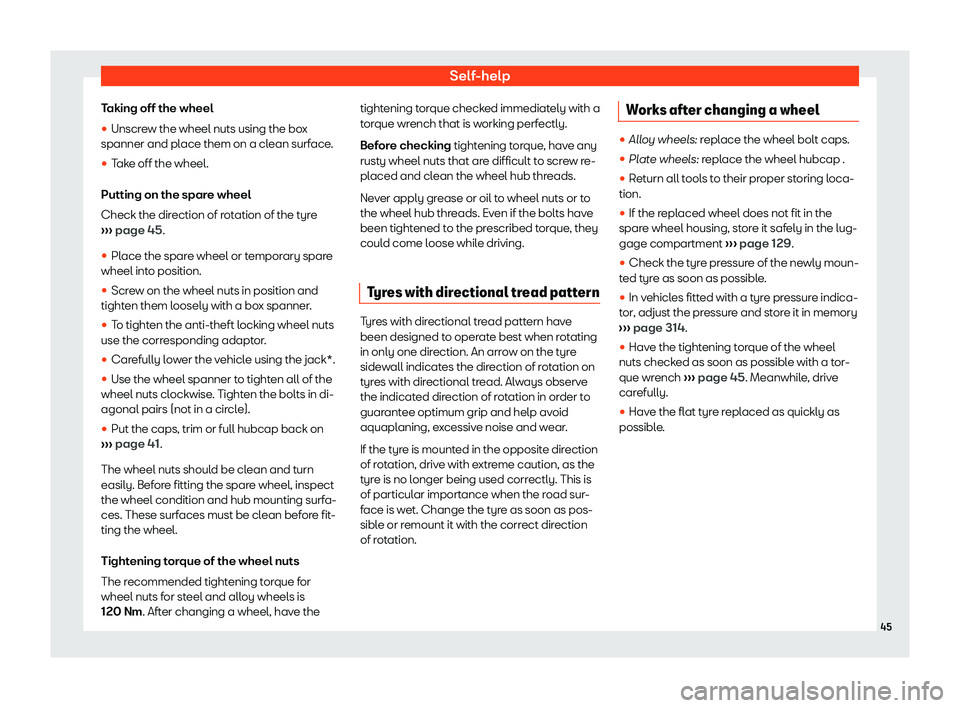 Seat Ibiza 2019  Owners manual Self-help
Taking off the wheel
