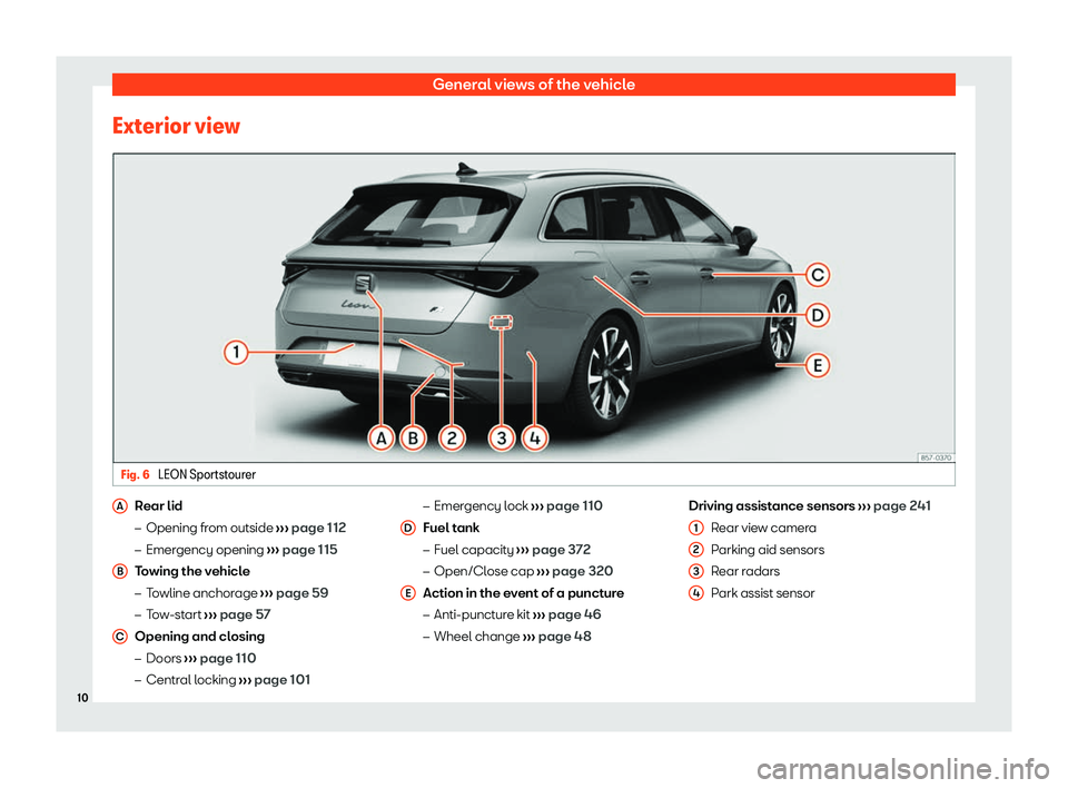 Seat Leon Sportstourer 2020  Owners manual General views of the vehicle
Exterior view Fig. 6 
LEON Sportstourer Rear lid
�