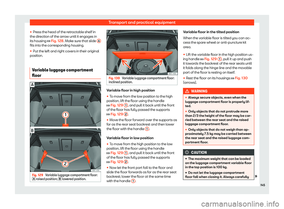 Seat Leon Sportstourer 2020  Owners manual Transport and practical equipment
