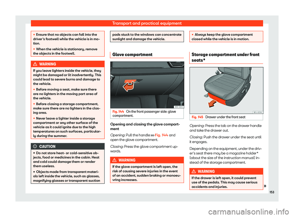 Seat Leon Sportstourer 2020  Owners manual Transport and practical equipment
