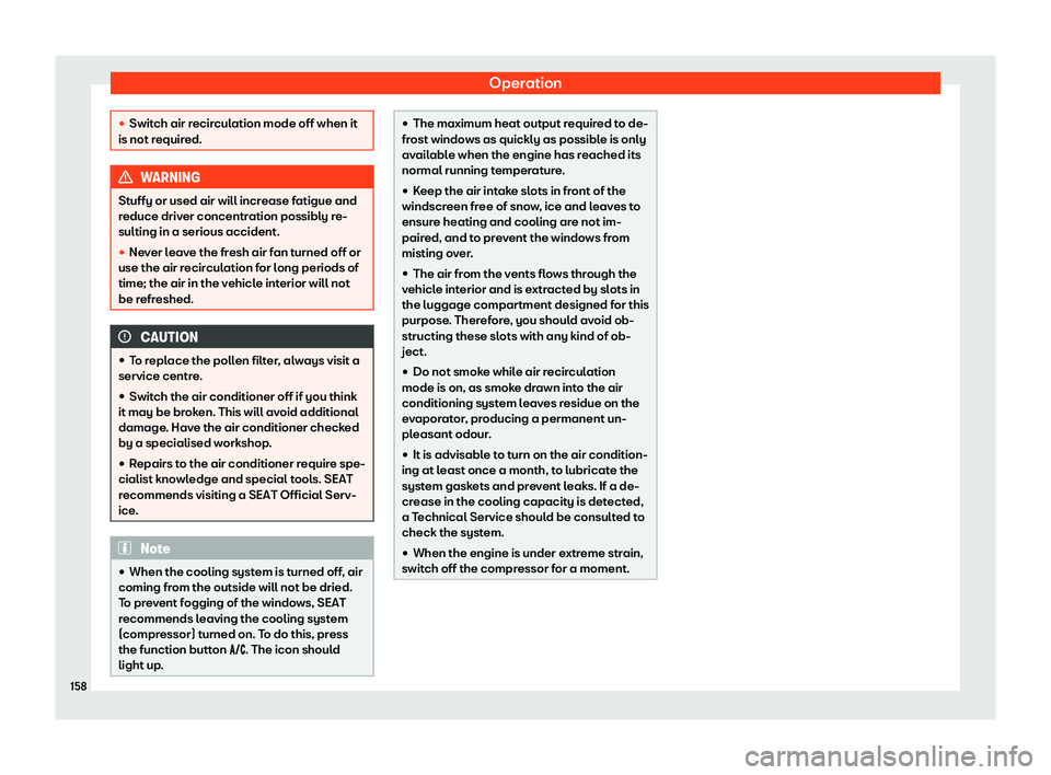 Seat Leon Sportstourer 2020  Owners manual Operation
