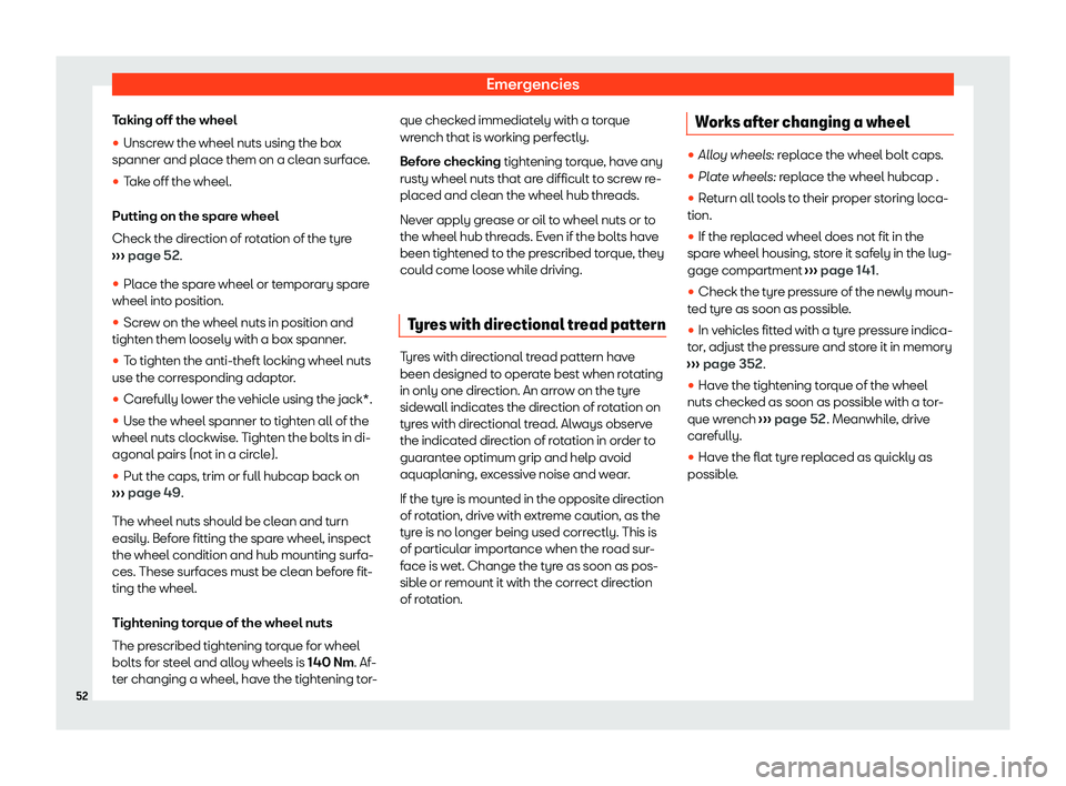Seat Leon Sportstourer 2020  Owners manual Emergencies
Taking off the wheel
