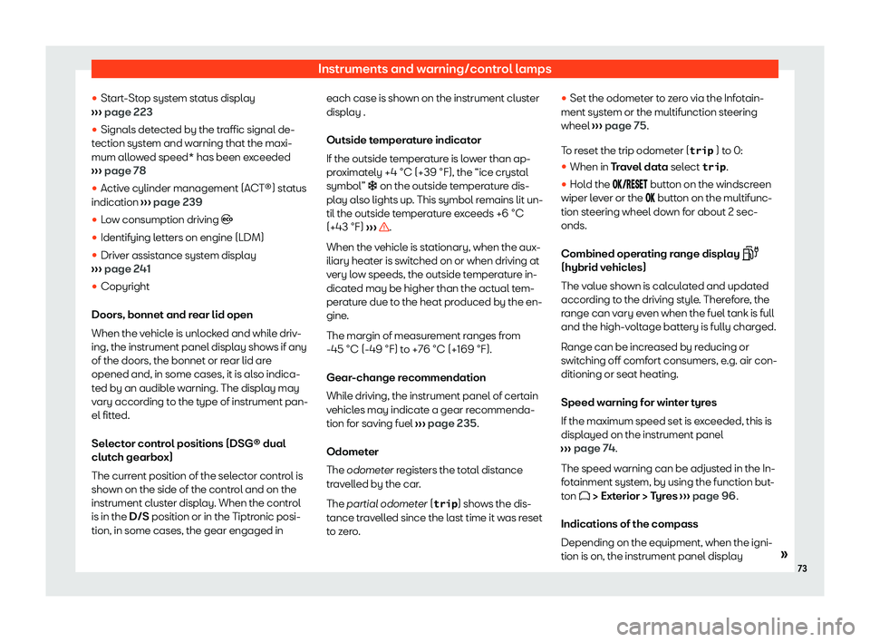 Seat Leon Sportstourer 2020  Owners manual Instruments and warning/control lamps
