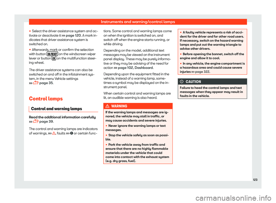 Seat Leon Sportstourer 2018  Owners manual Instruments and warning/control lamps
