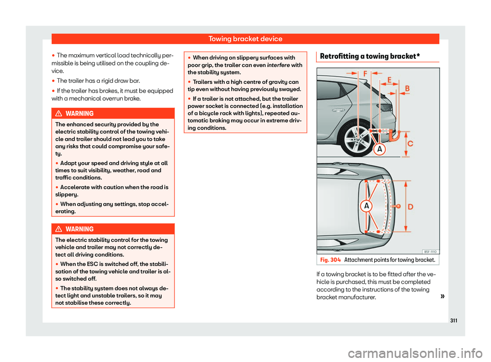 Seat Leon Sportstourer 2018  Owners manual Towing bracket device
