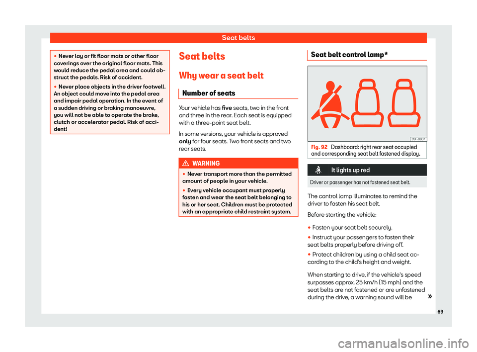 Seat Leon Sportstourer 2018  Owners manual Seat belts
