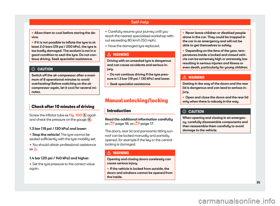 Seat Leon Sportstourer 2018  Owners manual Self-help
