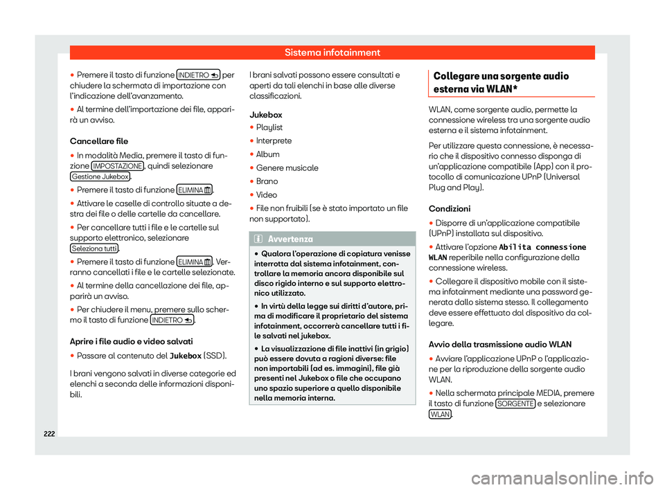 Seat Ateca 2020  Manuale del proprietario (in Italian) Sistema infotainment
