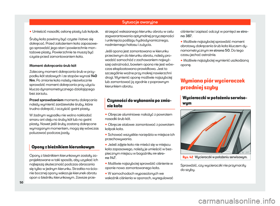 Seat Ateca 2020  Instrukcja Obsługi (in Polish) Sytuacje awaryjne
