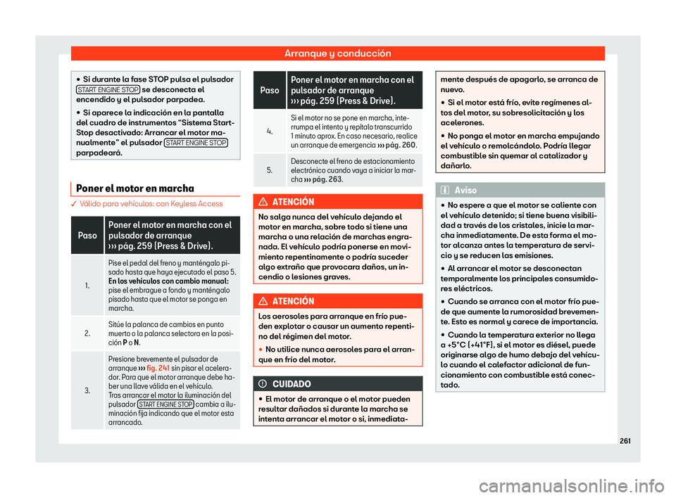 Seat Ateca 2019  Manual del propietario (in Spanish) Arranque y conducci