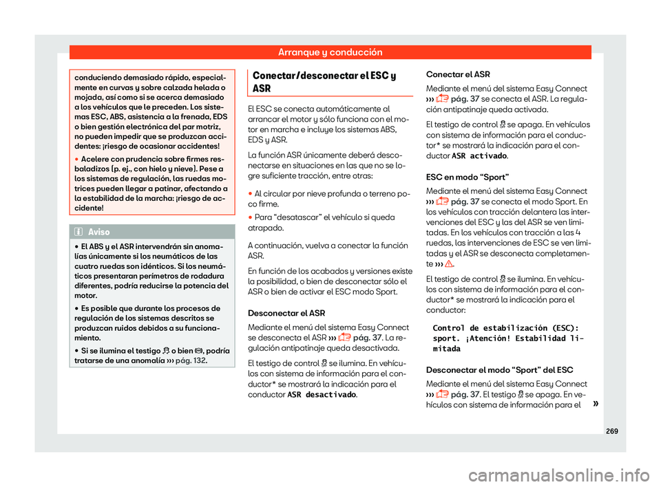 Seat Ateca 2019  Manual del propietario (in Spanish) Arranque y conducci