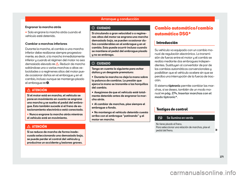 Seat Ateca 2019  Manual del propietario (in Spanish) Arranque y conducci