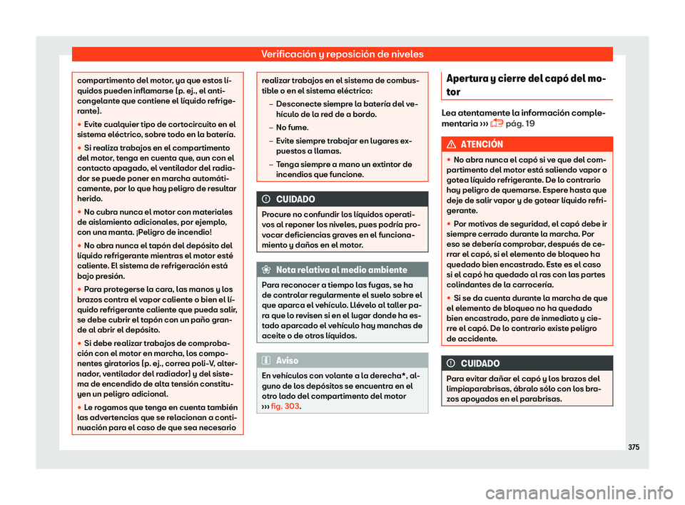 Seat Ateca 2019  Manual del propietario (in Spanish) Verificaci