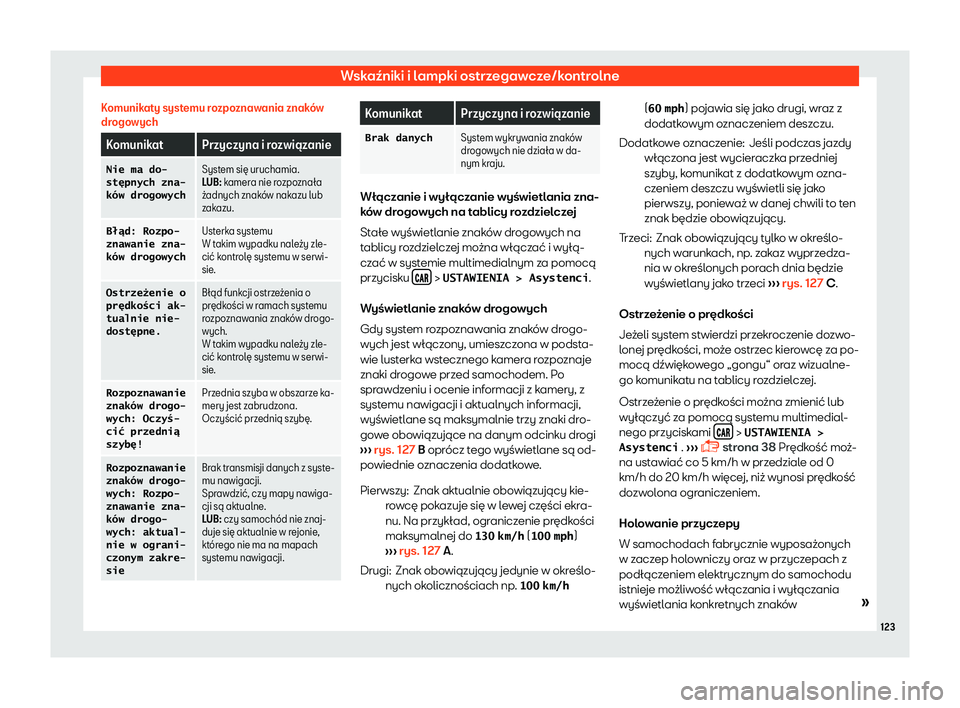 Seat Ateca 2019  Instrukcja Obsługi (in Polish) Wska