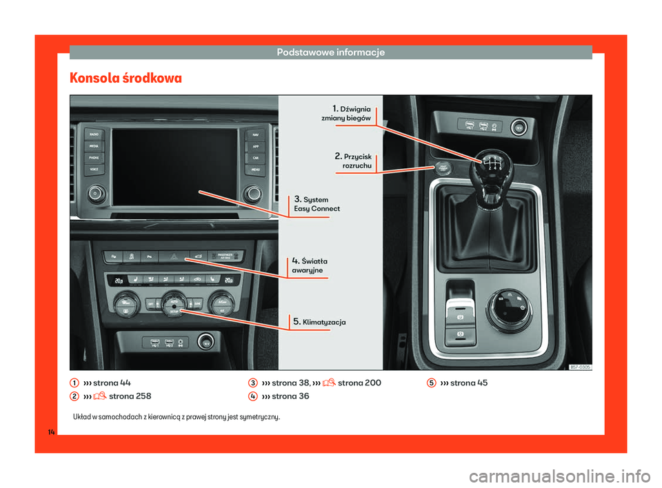 Seat Ateca 2019  Instrukcja Obsługi (in Polish) Podstawowe informacje
Konsola 
