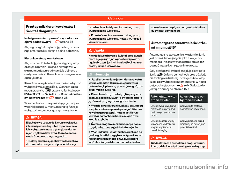 Seat Ateca 2019  Instrukcja Obsługi (in Polish) Czynno