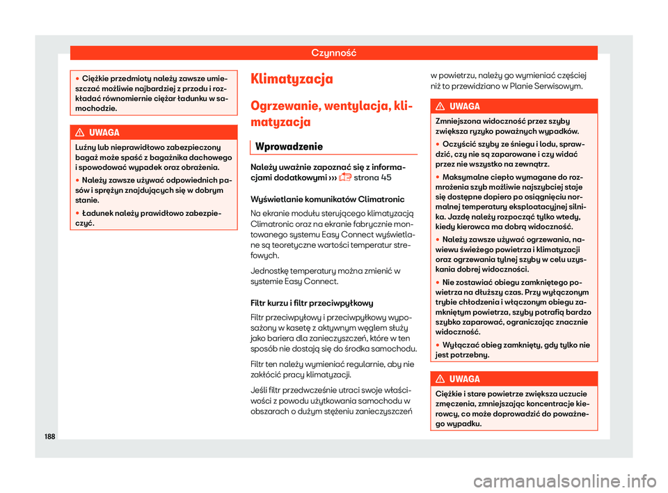 Seat Ateca 2019  Instrukcja Obsługi (in Polish) Czynno