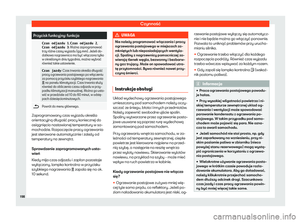 Seat Ateca 2019  Instrukcja Obsługi (in Polish) Czynno