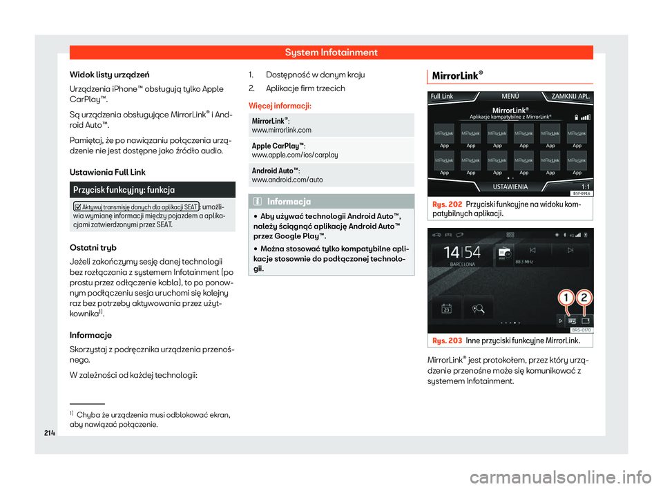Seat Ateca 2019  Instrukcja Obsługi (in Polish) System Infotainment
Widok listy urz