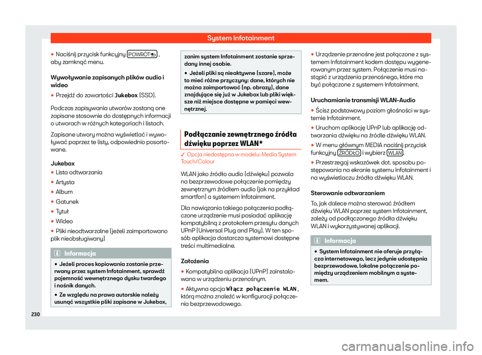 Seat Ateca 2019  Instrukcja Obsługi (in Polish) System Infotainment
