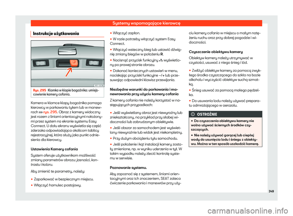 Seat Ateca 2019  Instrukcja Obsługi (in Polish) Systemy wspomagaj