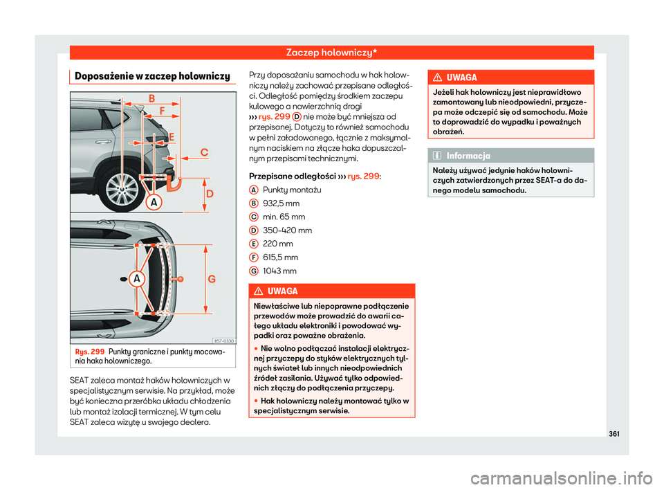 Seat Ateca 2019  Instrukcja Obsługi (in Polish) Zaczep holowniczy*
Doposa