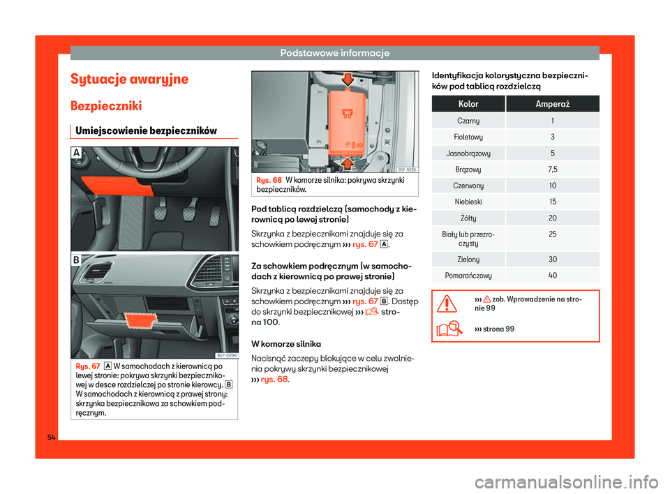 Seat Ateca 2019  Instrukcja Obsługi (in Polish) Podstawowe informacje
Sytuacje awaryjne
Be zpieczniki
Umie jsco
wienie bezpiecznik