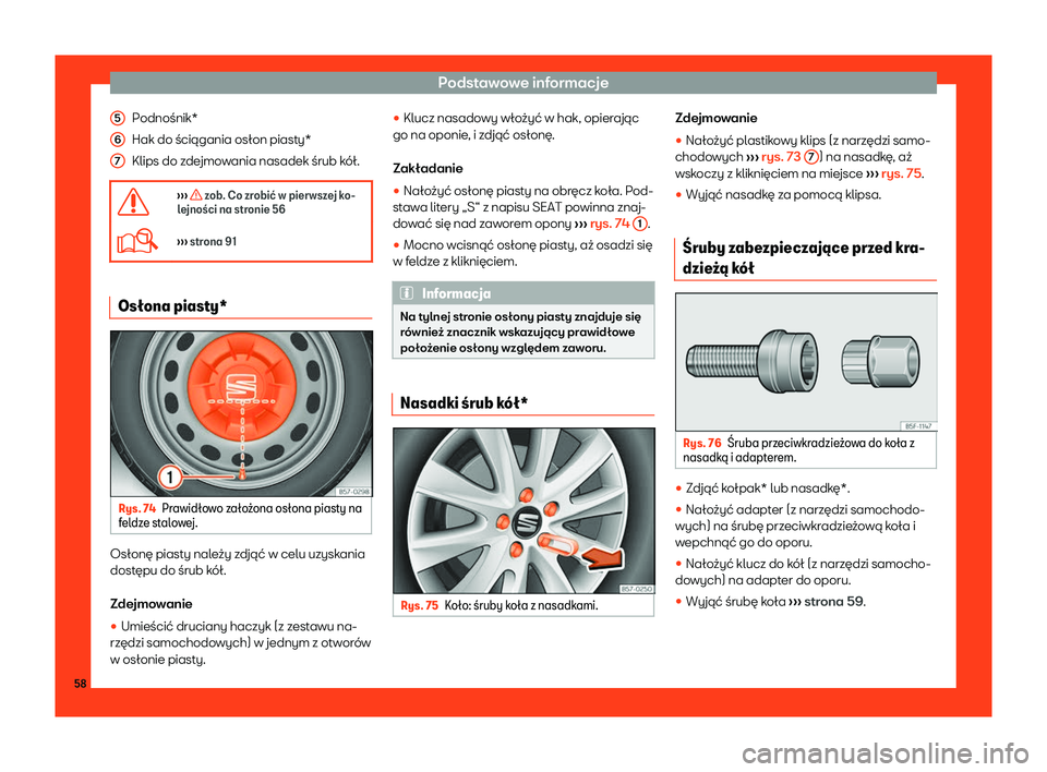 Seat Ateca 2019  Instrukcja Obsługi (in Polish) Podstawowe informacje
Podno