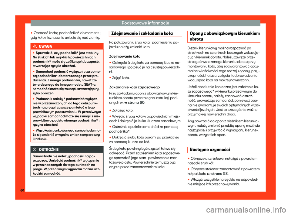 Seat Ateca 2019  Instrukcja Obsługi (in Polish) Podstawowe informacje
