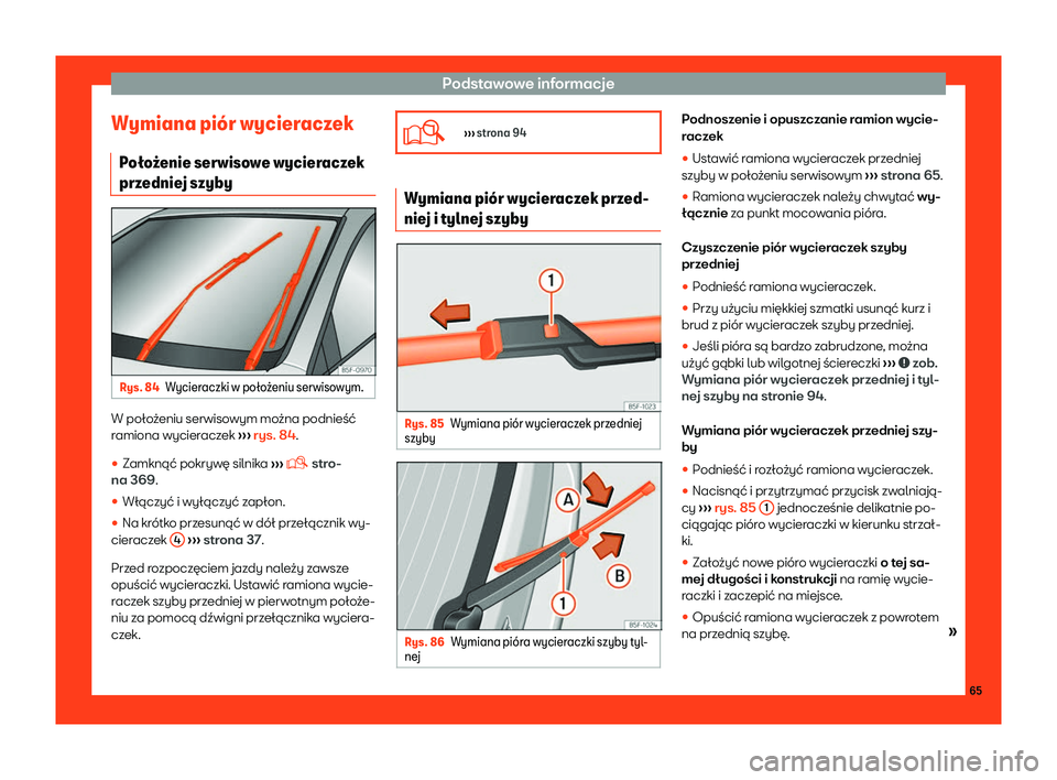 Seat Ateca 2019  Instrukcja Obsługi (in Polish) Podstawowe informacje
Wymiana pi