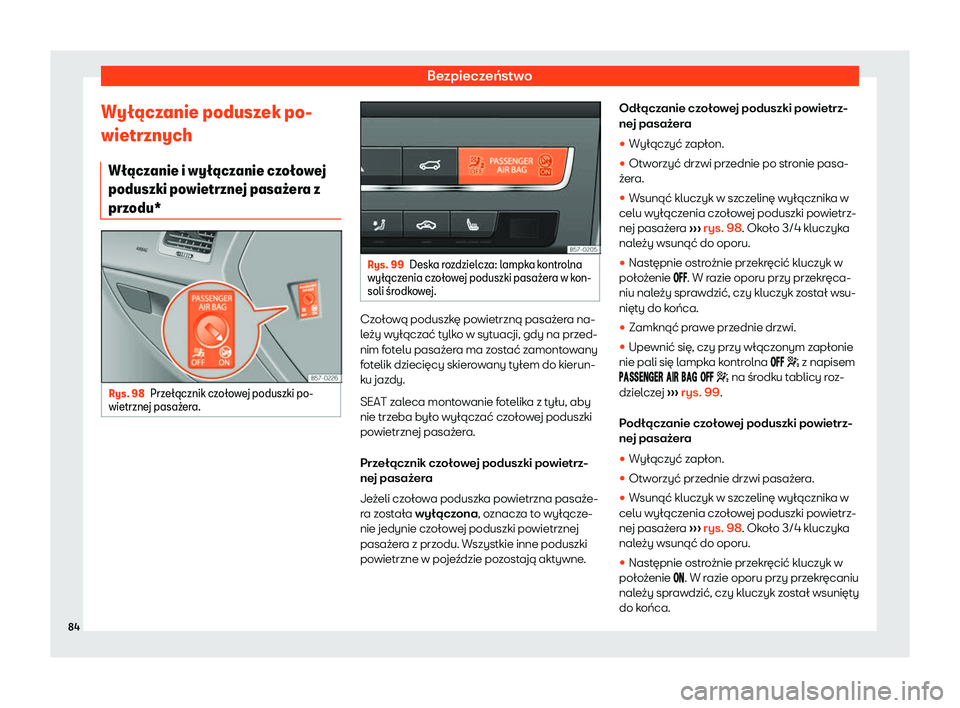 Seat Ateca 2019  Instrukcja Obsługi (in Polish) Bezpiecze