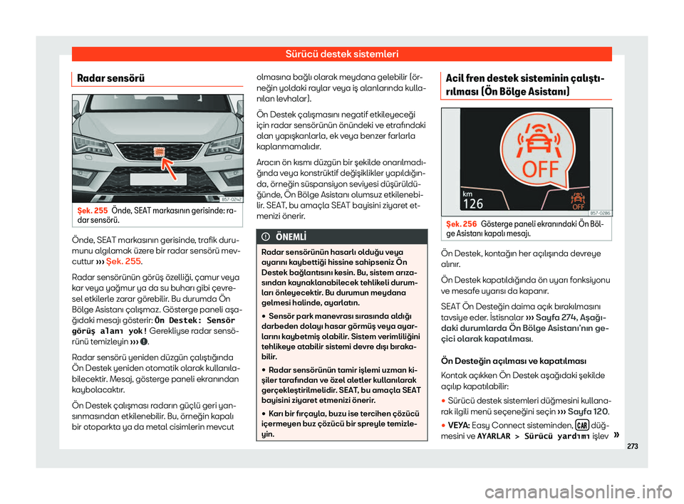 Seat Ateca 2019  Kullanım Kılavuzu (in Turkish) S