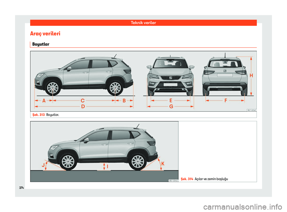 Seat Ateca 2019  Kullanım Kılavuzu (in Turkish) Tekn