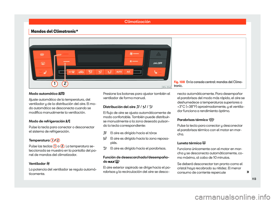 Seat Mii electric 2020  Manual de instrucciones (in Spanish) Climatizaci