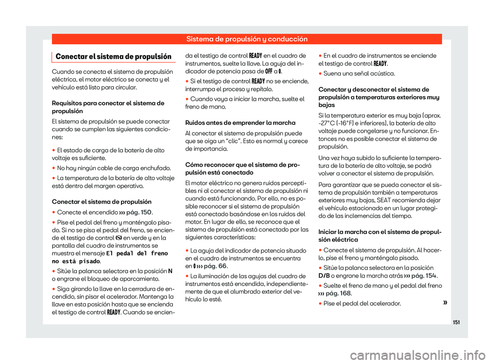 Seat Mii electric 2020  Manual de instrucciones (in Spanish) Sistema de propulsi